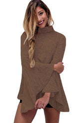Kaamastra Brown Bell Sleeve Criss Cross Back Solid Women Top